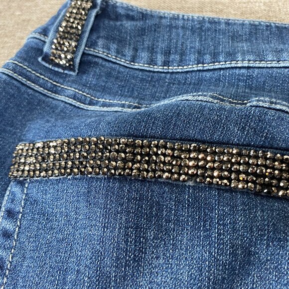 INC International Concepts Boot Leg Denim Jeans Women's 8 Blue Bedazzled Casual - Picture 15 of 16